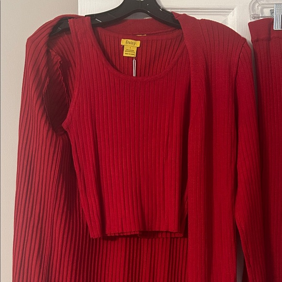 Daisy Red Ribbed Knit Ensemble - Picture 2 of 2